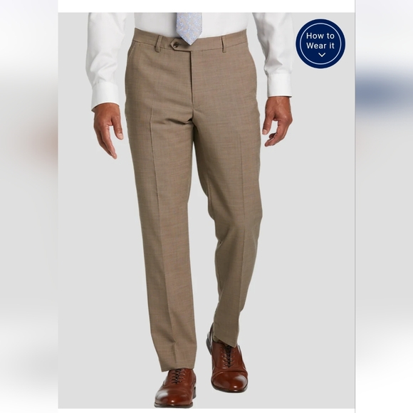 Tommy Hilfiger Wool Blend Suit Pants TH Flex Wrinkle Resistant Brown 42W X 30L